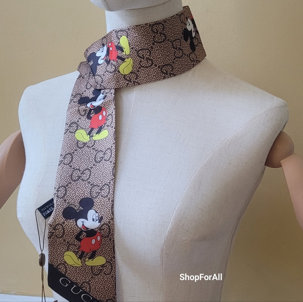 Gucci Brown Mickey Mouse Scarf